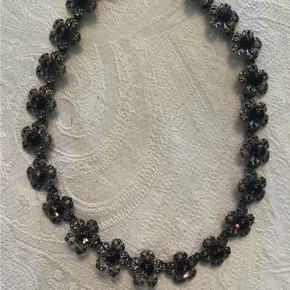 Jewelry - Floral Necklace with Purple Accents